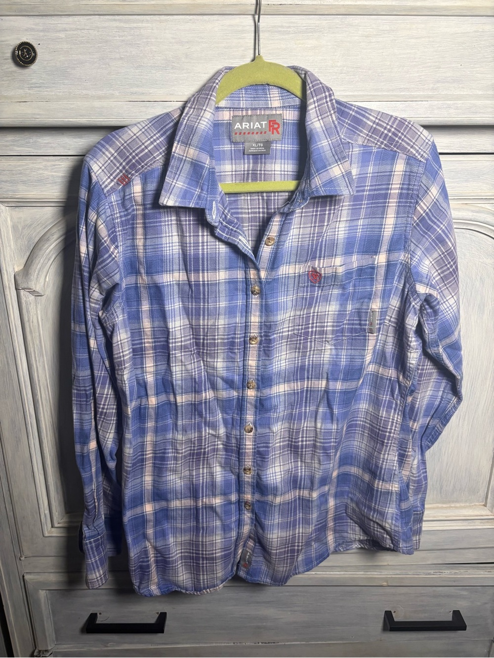 Women’s Ariat Fire Resistant Button Up Plaid Work Shirt Western Workwear Heavy - Picture 1 of 7